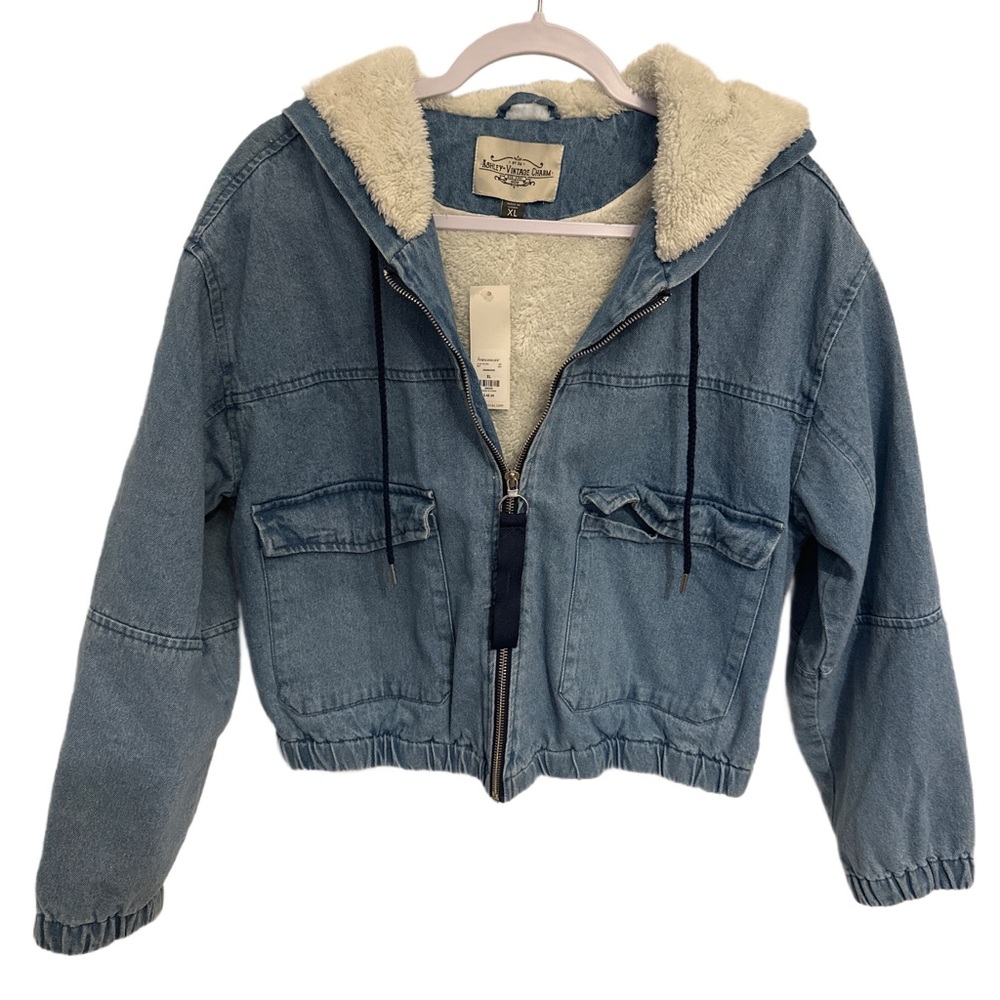 Francesca's Collections Blue Sherpa Jean Jacket 4.99 SHIPPING!!